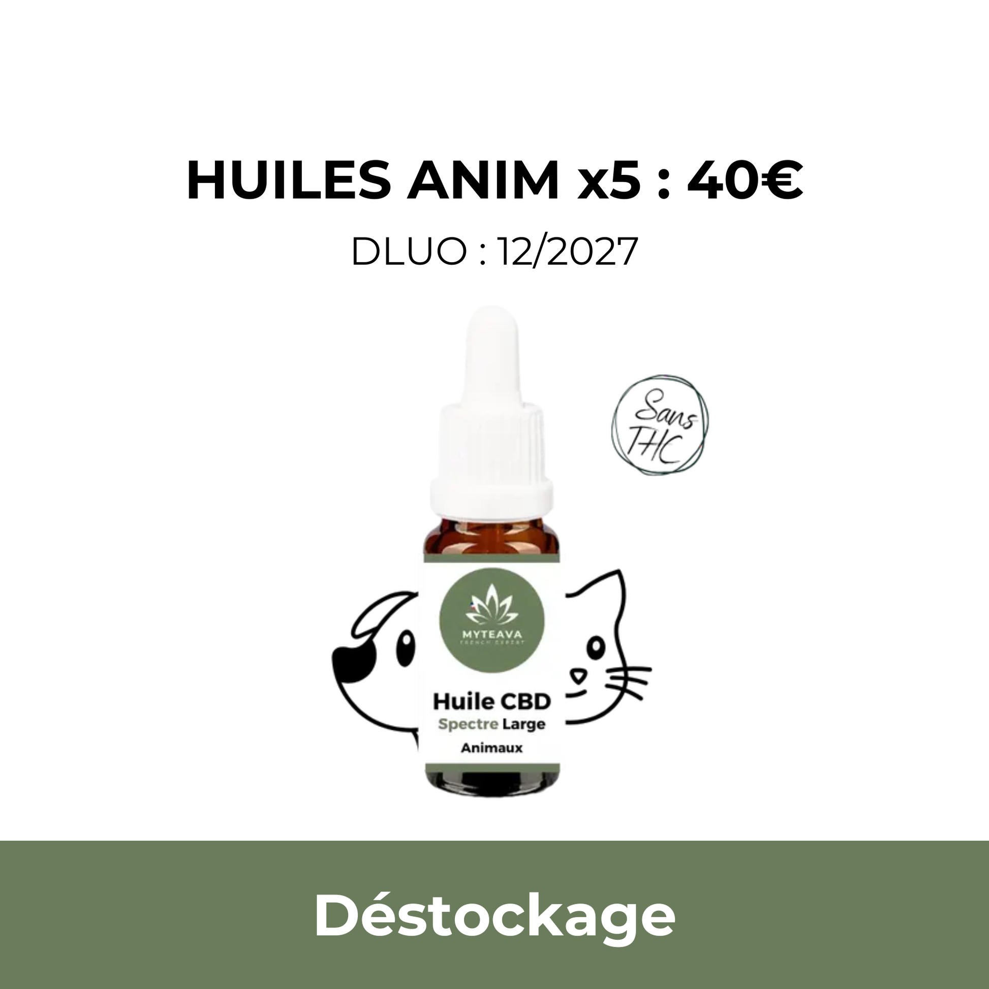 Huile CBD animaux 10ml x5