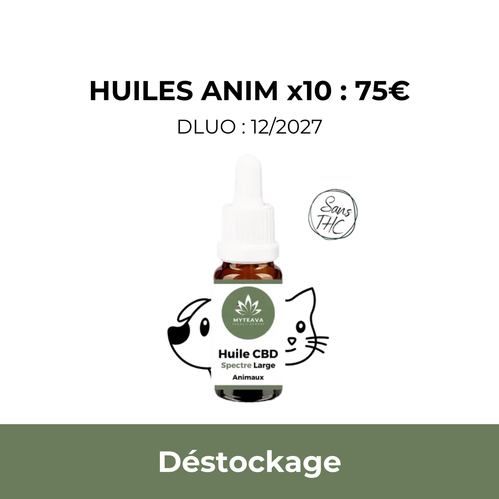 Huile CBD animaux 10ml x10
