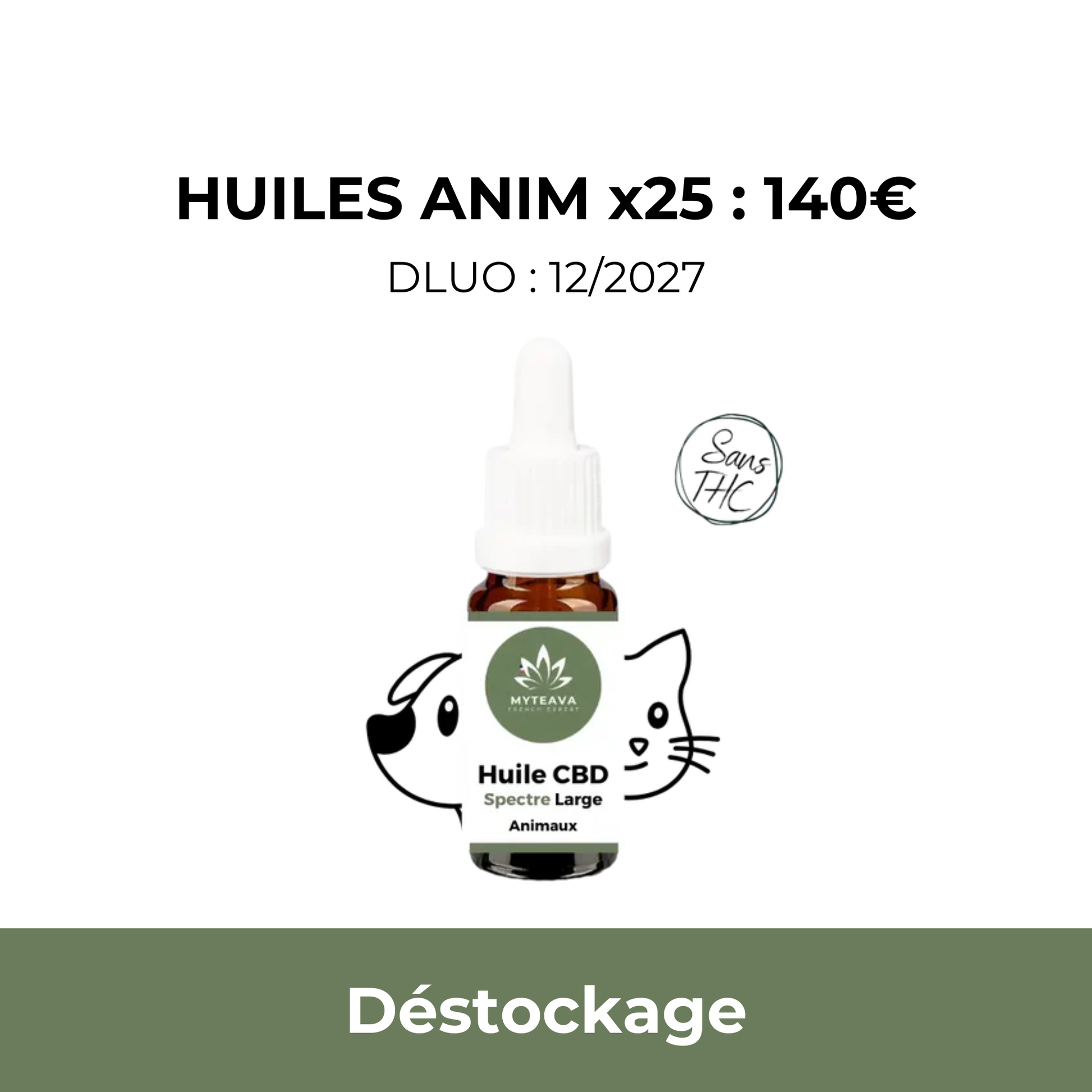 Huile CBD animaux 10ml x25