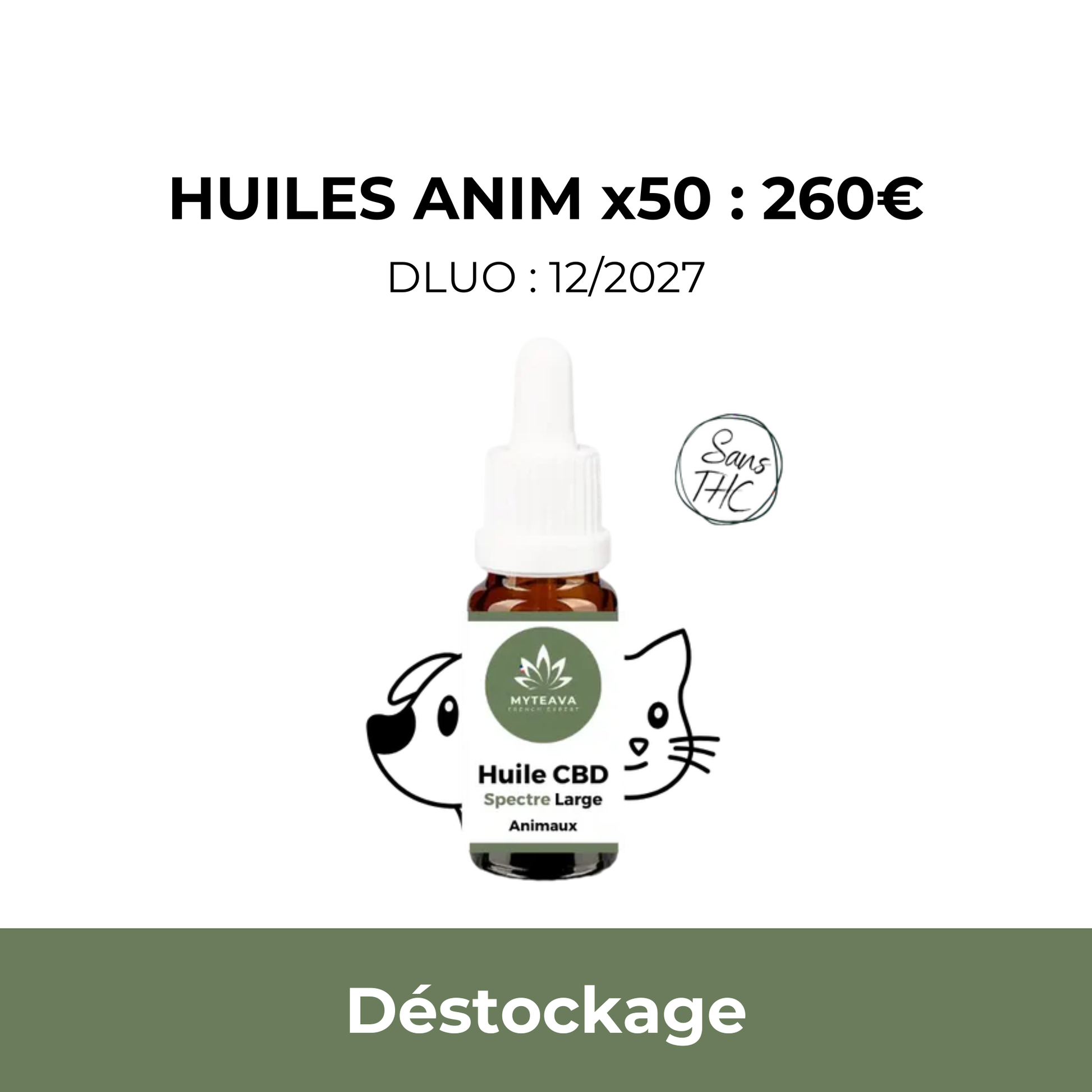 Huile CBD animaux 10ml x50
